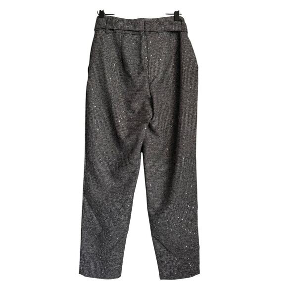 LOFT Women’s 2 Gray Sequin Ankle Cropped Dress Pants Tweed Sparkle - Picture 3 of 9